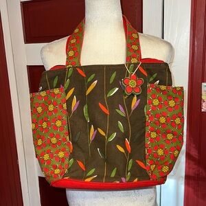 Heidi Dobrott Floral Canvas Handbag Purse